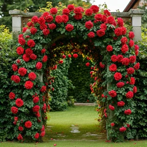 Роза плетистая Алый Триумф купить по цене от 319р. в интернет-магазине «Посадика» с доставкой почтой в в Яровоее и по всей России – [изображение №1].